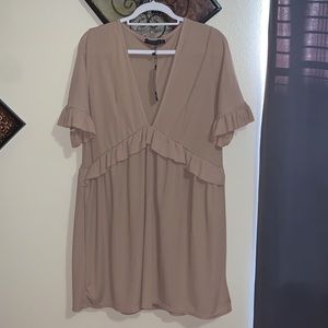 NASTY GAL Plus Size Tan Dress